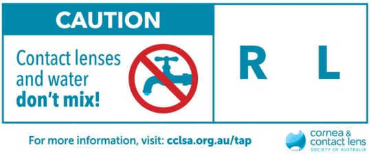 Sign warning contact lens users to avoid contact with water