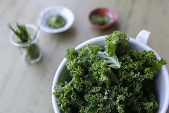 Dark green leafy vegetables, like kale, are high in vitamin K. (vitamin k is a little known but noteworthy nutrient)